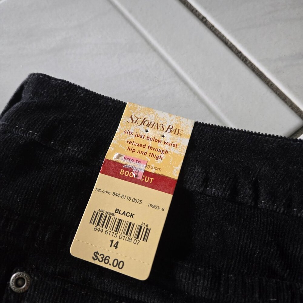 NWT St. John's Bay Bootcut Corduroys Black 14 - Picture 2 of 4